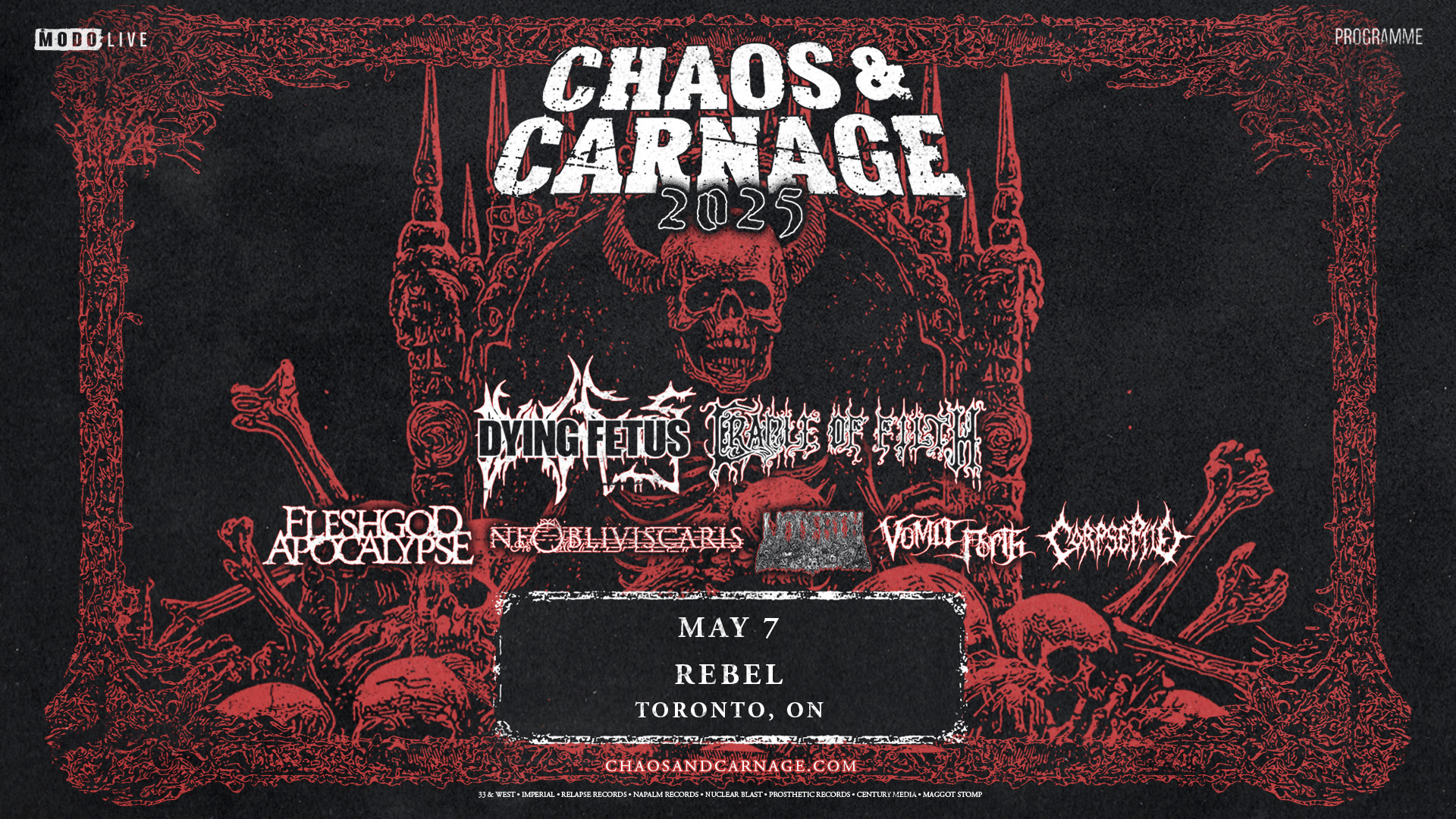 Chaos & Carnage 2025 featuring Dying Fetus & Cradle of Filth